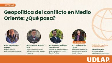Webinar academico de la UDLAP sobre las tensiones internacionales en Medio Oriente.